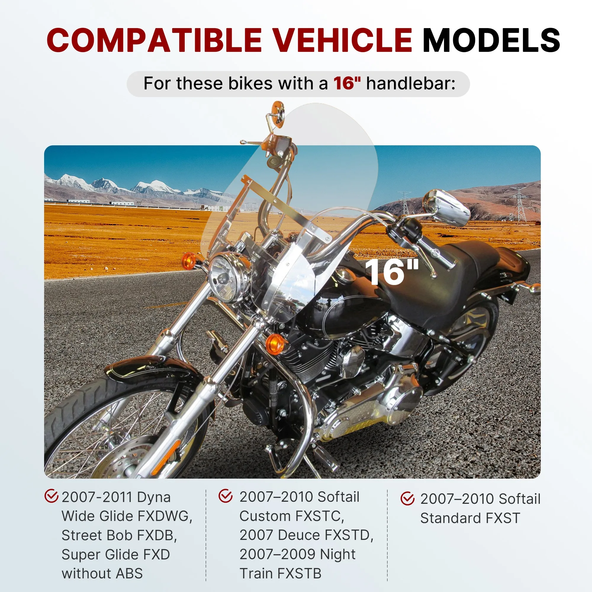Fotografia 3: Kit de cabo extensor de guidão de 16 polegadas para Harley Dyna 2007-2011 sem ABS e Softail 2007-2010