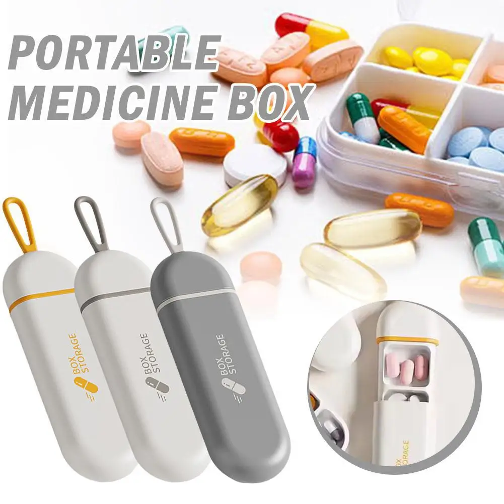 Draagbare medicijndoos voor thuis, drie compartimenten, geschikt om mee te nemen, mini-medicijndoos voor reispillendoosje