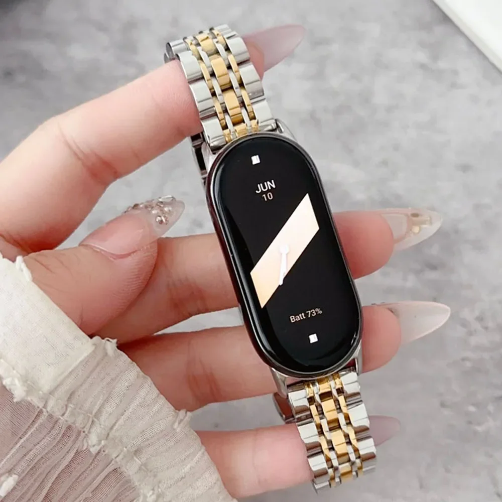 

Bands for Smart Mi Band 8/9 Bracelet with Link Removal tool Metal Wristband Strap for Xiaomi Mi Band 9 Watchband Men Women
