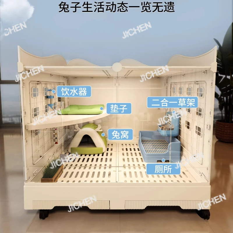 

Neu Panoramic View Rabbit Villa Large Drawer Style Cage for Dutch Guinea Pigs Easy Clean Home Habitat Spacious Rodent Enclosure