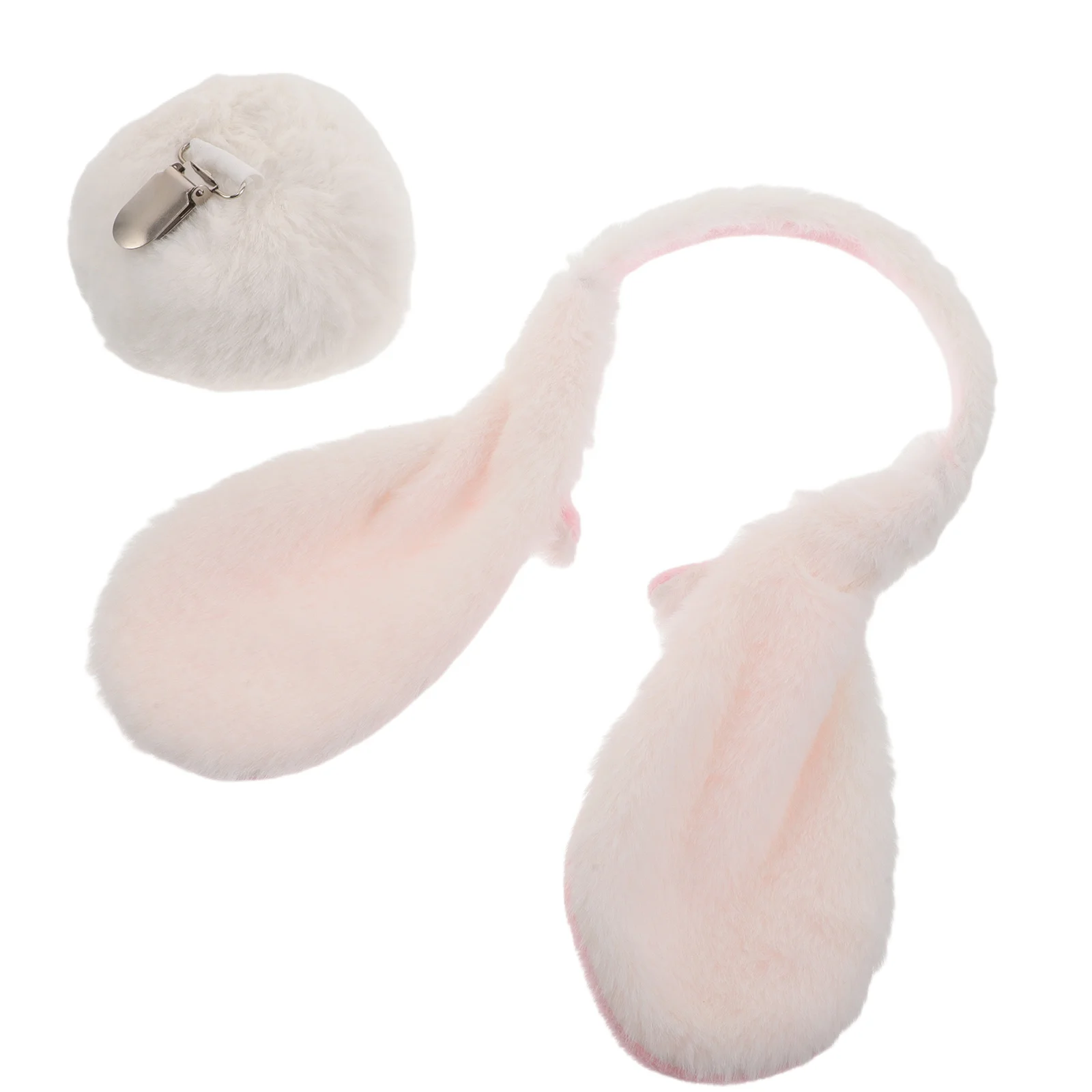 

1 комплект, повязка на голову с заячьими ушками, хвост, аксессуары для костюма кролика для женщин, пасхальный костюм на Хэллоуин, реквизит для косплея-праздничный