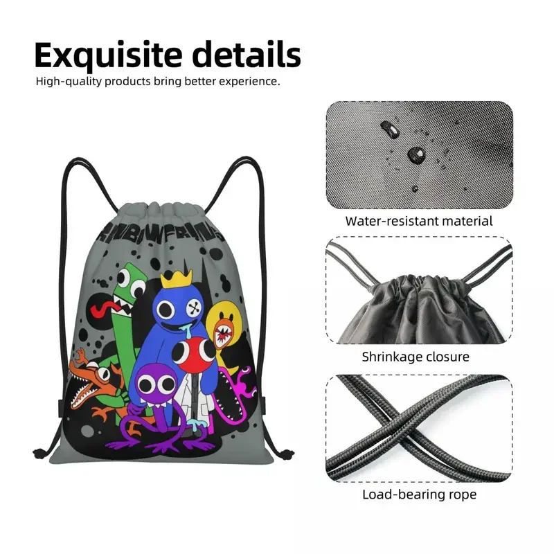 Custom rainbows friend play gamer drawstring backpack women men gym sport sackpack foldable shopping bag sack