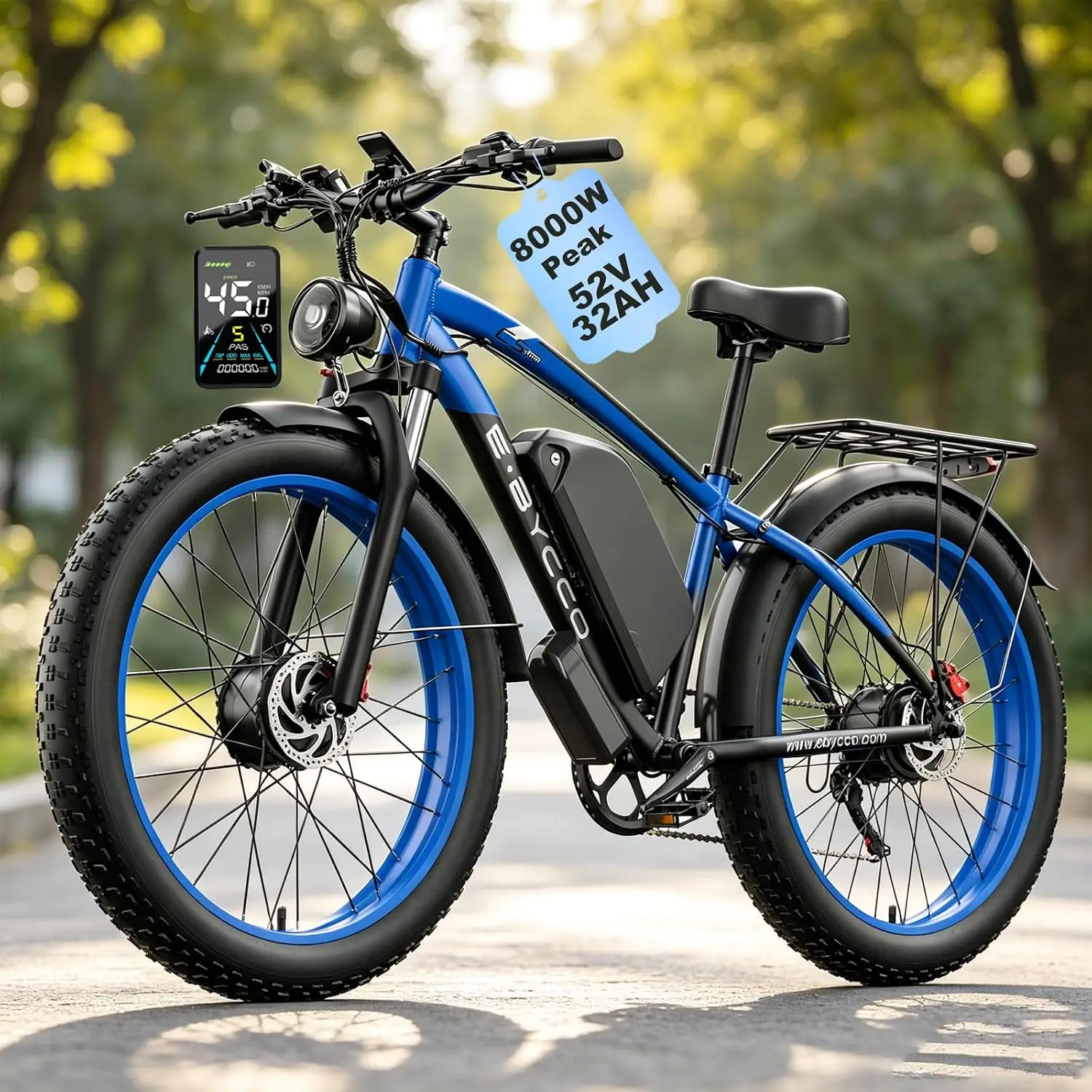 6000W Dual Motor E-Bike 52V 32Ah 45MPH 110 Miles 24