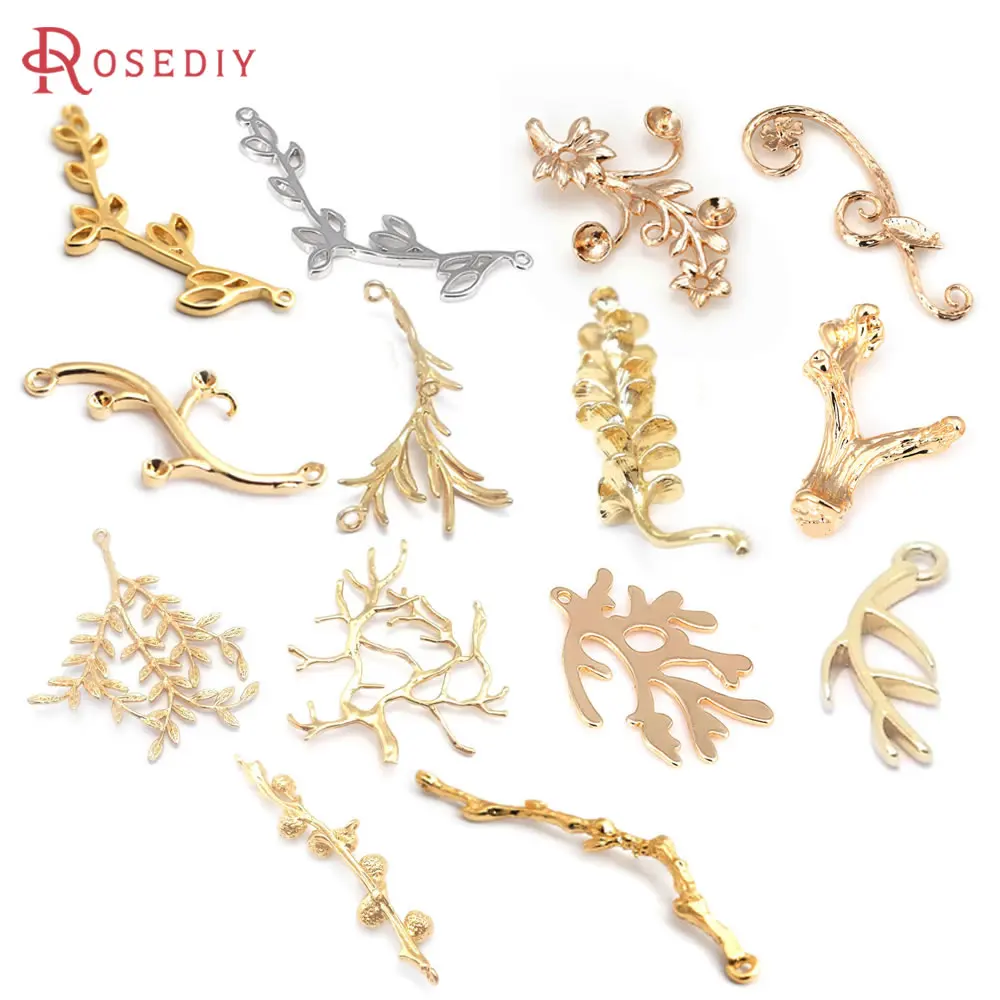 High Quality 18K Gold Color Brass Tree Branch Charms Pendants Diy Jewelry Making Supplies Earrings Accessories for Women