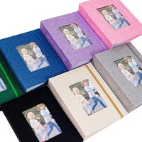 6-inch Fabric-Covered Photo Album with Front Display Window Acid-Free Inserts for 52 Pictures Straight Album Shape 26 Pages