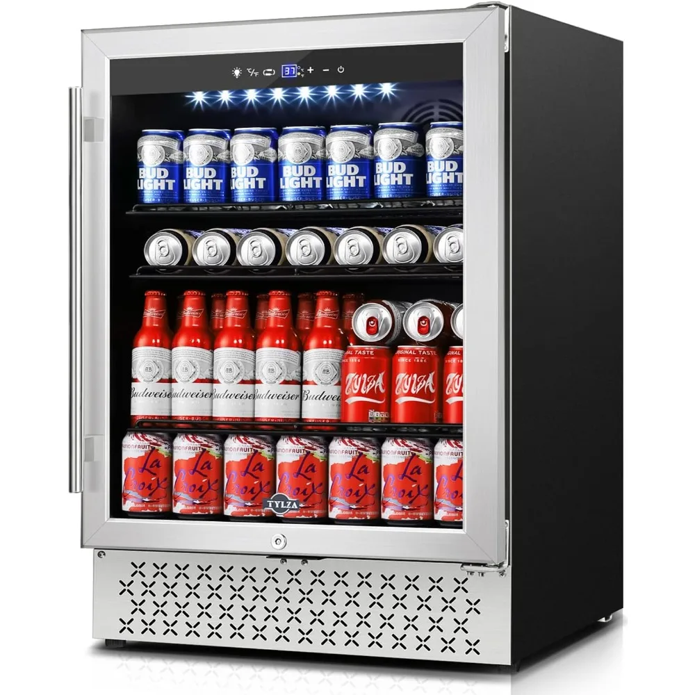 190 Can Built-in/Freestanding Beverage Cooler Fridge with Glass Door and Advanced Cooling Compressor