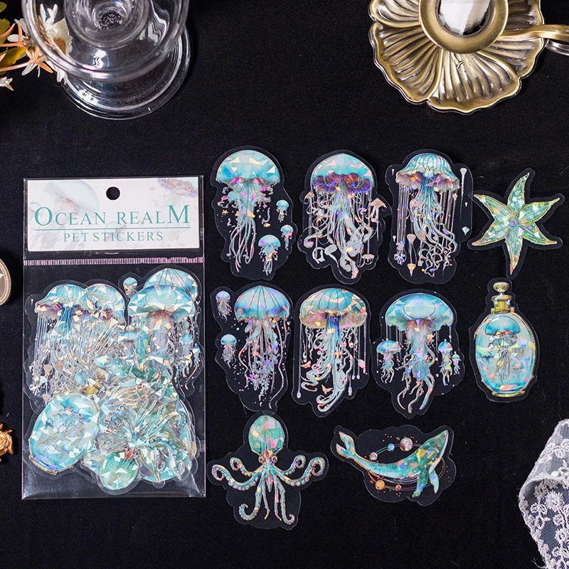 20pcs/pack Shell Light Underwater World Theme PET Stickers Art Collage Junk Journal Scrapbook Diary Album Decorative Stickers