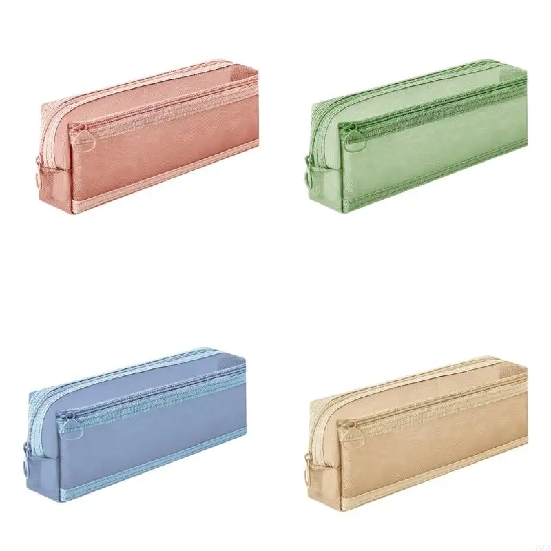 T5EA Clear Pen Case Cencil Bag Cancil Case Double Layers Mesh Pen Организаторы Печка Сумка