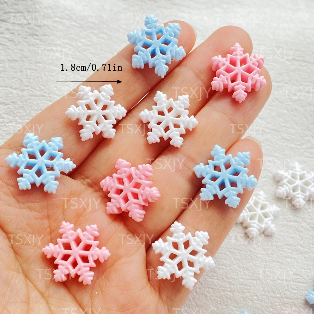 30pcs Resin Cute Christmas Snowflakes Flatback Rhinestone Figurines DIY Wedding Scrapbook Decor Crafts