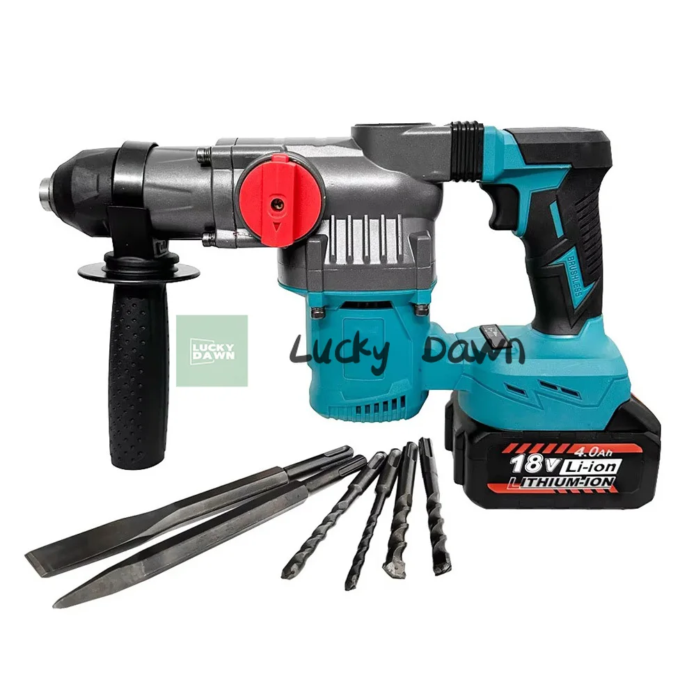 

18V Heavy Duty Rotary Hammer Brushless Cordless Electric Hammer SDS-Plus Rechargeable Drill Power Tools With Lithium Battery