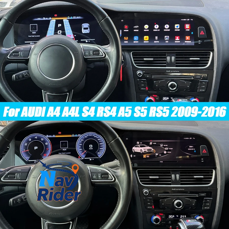 

12.3+10.25" Android Double Screen For Audi A4 A5 A4L S5 B9 RS4 RS5 Q5 2009-2016 Car Multimedia Player GPS Carplay Navi Autoradio