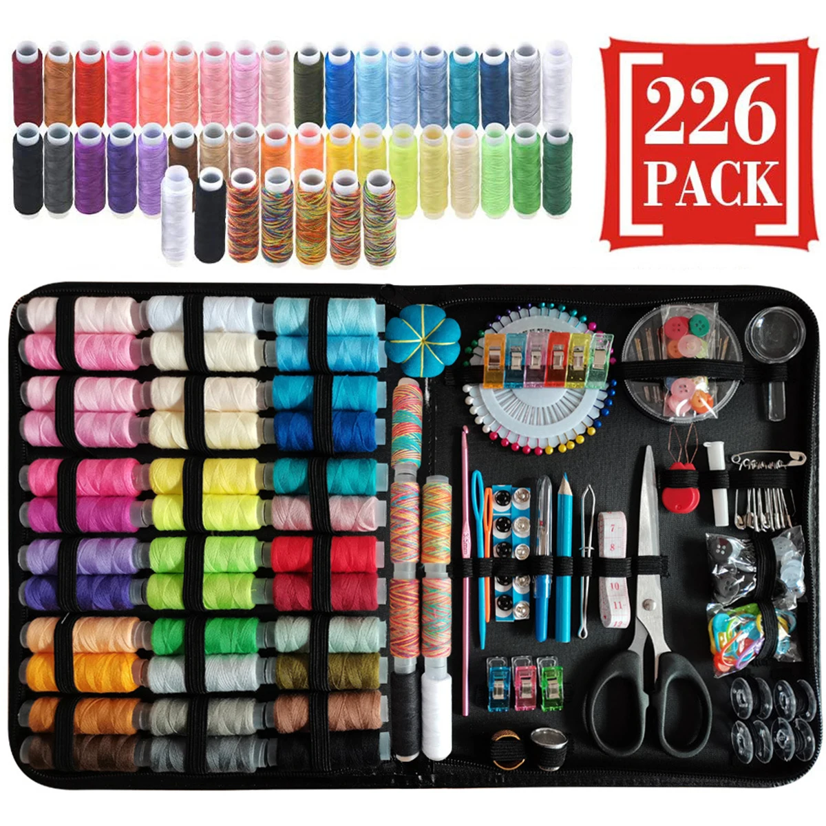 

Sewing Kits DIY Multi-function Sewing Box Set with Needles Thread Scissors Pins Tape Measure Storage Bag for DIY Clothing Repair