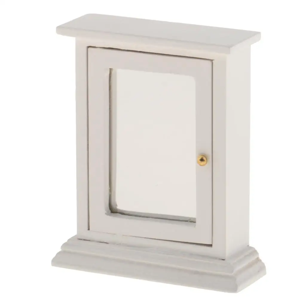 1/12 weiße Spiegelkasten Puppenhaus Miniatur Badezimmermöbel Dekoration