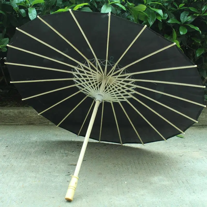 

Inherental Craft Oil Paper Umbrella Black Photography Props Rainproof Sunscreen Decorative Suspension Style Traditional Artis...