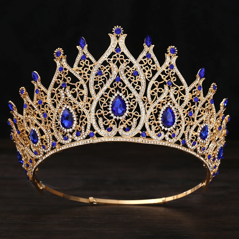Baroque Vintage Water Drop Bridal Crown Princess Big Tiaras for Party Birthday Wedding Dress Hair Jewelry Pageant Headwear