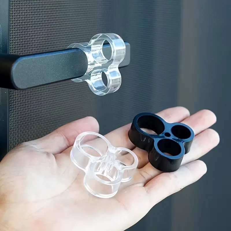 2pcs 3-Hole Anti-Collision Door Handle Protector – Acrylic, Metallic Finish, Rubber Buffer, Home Decor