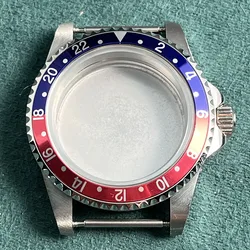 Retro 39mm Silver Case Half blue, half red, half red Border And Flat Sapphire Glass, Suitable For NH35, NH36, And NH34  GMT