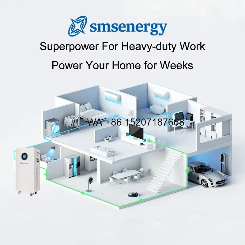 Wmwmnu for SMSEnergy CE Certified LiFePO4 51.2V 314Ah 15KWh 16KWh Stackable Energy Storage Lithium Battery 8000 Cycles Solar