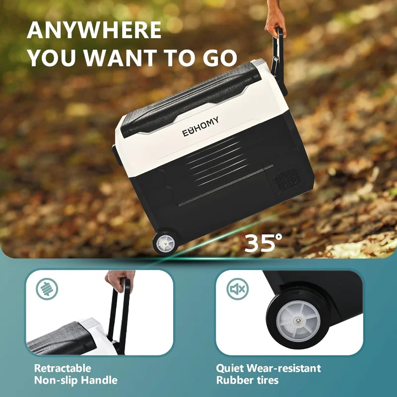 Frigorifero EUHOMY da 12 Volt, frigorifero da 58 QT (55 L) 12 V, dispositivo di raffreddamento elettrico 12/24 V CC 120-240 V CA -4 ℉ ~68 ℉ , Divisore rimovibile per congelatore 12V,