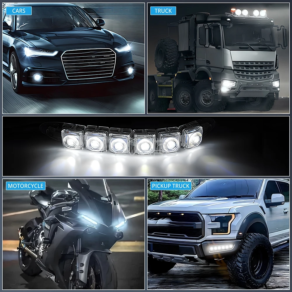 2X Waterproof DRL 6Chips Led Car Auto Decorative Flexible Daytime Running Light Driving Led Strip Headlight Fog Backup Trunk Led
