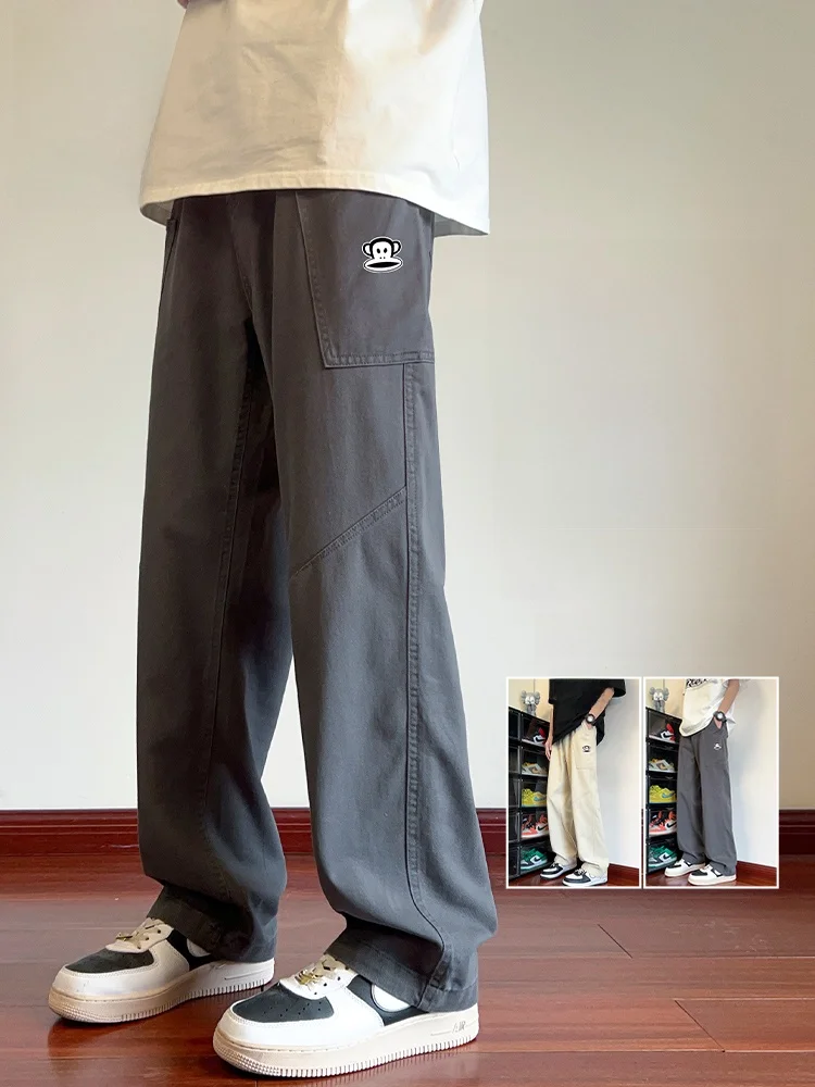 

Мужские повседневные брюки Paul Frank прямого кроя, свободные, удобные, дышащие, из смесового хлопка и полиэстера, осенние, модные, брендовые