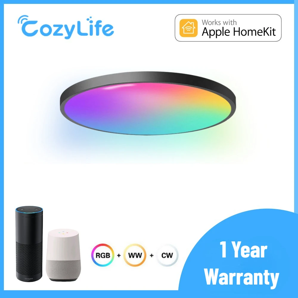 HomeKit Dimmable Ceiling Light WiFi Timing Indoor Lighting 24W Modern LED Lamp RGB+CW+WW Voice Control Via Alexa Google Siri