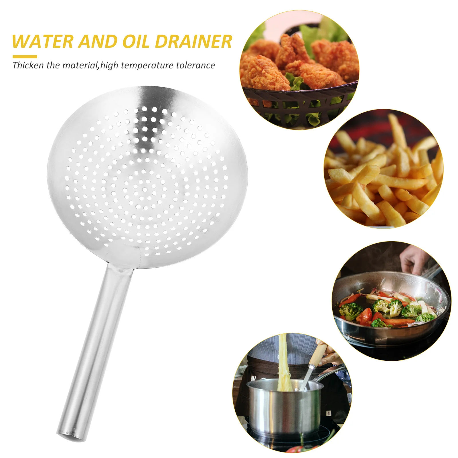 

Thickened Stainless Steel Skimmer Spoon Fine Mesh Strainer For Fries Eggs Vegetables Kitchen Gadget Colander Hot Pot