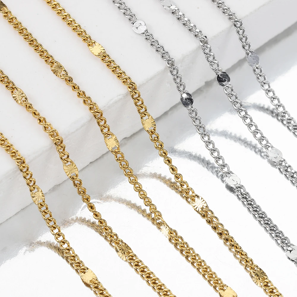 Wholesale Trendy 1Meter/2Meters Stainless Steel Chain for Unisex Simple Necklace Bracelet Choker Jewelry Making DIY Accessories image 6