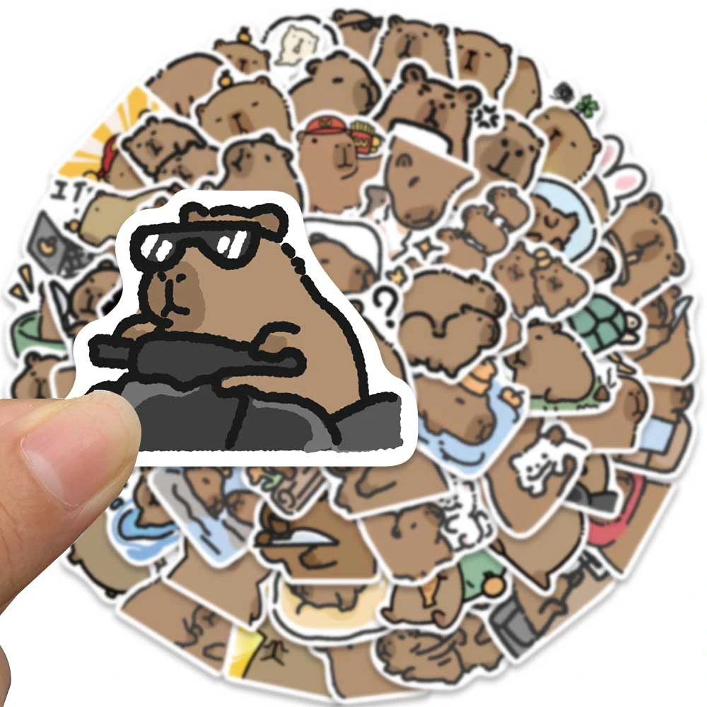 

10/30/62pcs Cartoon Cute Animal Capybara Stickers Waterproof DIY Skateboard Notebook Phone Bike Funny Graffiti Decals Kids Toy