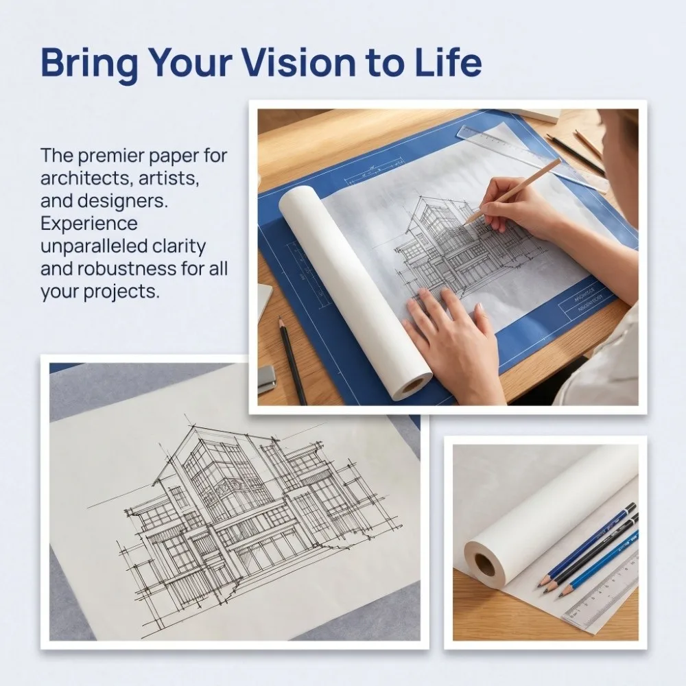 White Tracing Paper Roll High Transparency Flexible Thin Tracing Paper 46m Pattern Paper Art Copy Trace Work