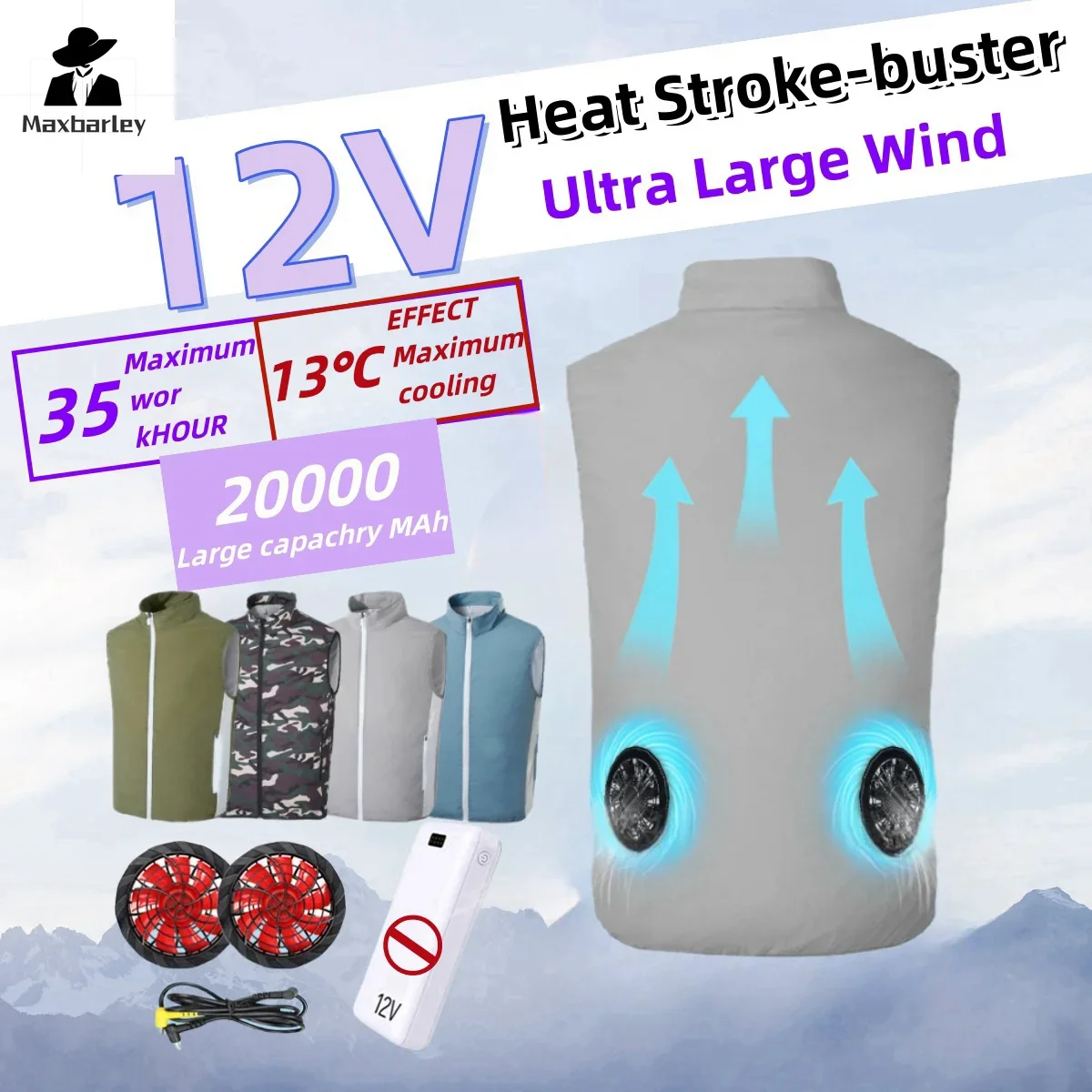 

2024 New Coolness Fan Vest Women's Men's Vest Camping Usb Charging Air Conditioning Clothes Cooling Vest For Sunscreen Fishing