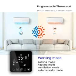 Home programming air conditioner thermostat 4 pipe Fan Coil Thermostat with cooling, heating, ventilation and auto working modes