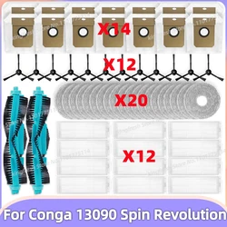Fit For ( Cecotec Conga 13090 Spin Revolution / 11090 ) Vacuum Parts Main Roller Side Brush HEPA Filter Mop Cloth Dust Bag