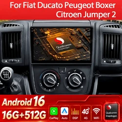 Android 16 Car Radio For Fiat Ducato 3 2006 - 2022 Carplay Auto Multimedia Stereo Player GPS Navi BT 360 Camera 4G WIFI QLED DSP