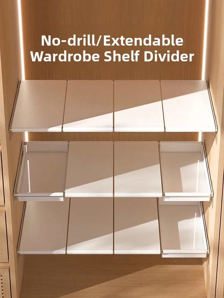 

Расширяемые разделители для шкафа Организация гардероба Пластиковый эльф Не требует сверления Раствор для хранения одежды oe Шкаф Pa...