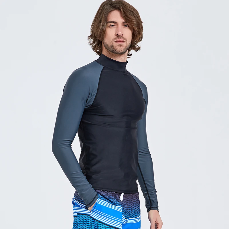 SBART mężczyźni z długim rękawem Rashguards topy Lycra Snorkeling Windsurf Surfing Anti-UV Swim Wetsuit Shirt nurkowanie t-shirty do surfowania