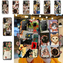 Cute Cat Phone Case For Huawei Honor 10 lite 9 20 7A 9X 30 50 60 70 pro plus Soft Silicone Cover