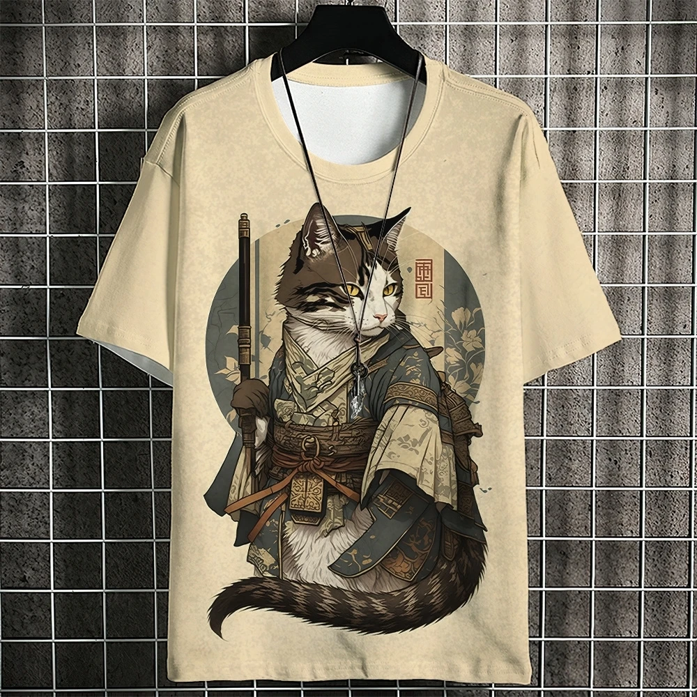 

Cool Cats T-Shirt for Man 3D Printed Animals Summer Trends Short Sleeves Comfortable Outdoor Sports Street Fashion Men's Top