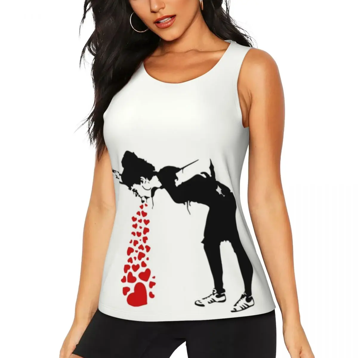 Custom Lovesick Banksy Streetart Yoga Shirts Women Graffiti Art Gym Workout Running Tank Tops