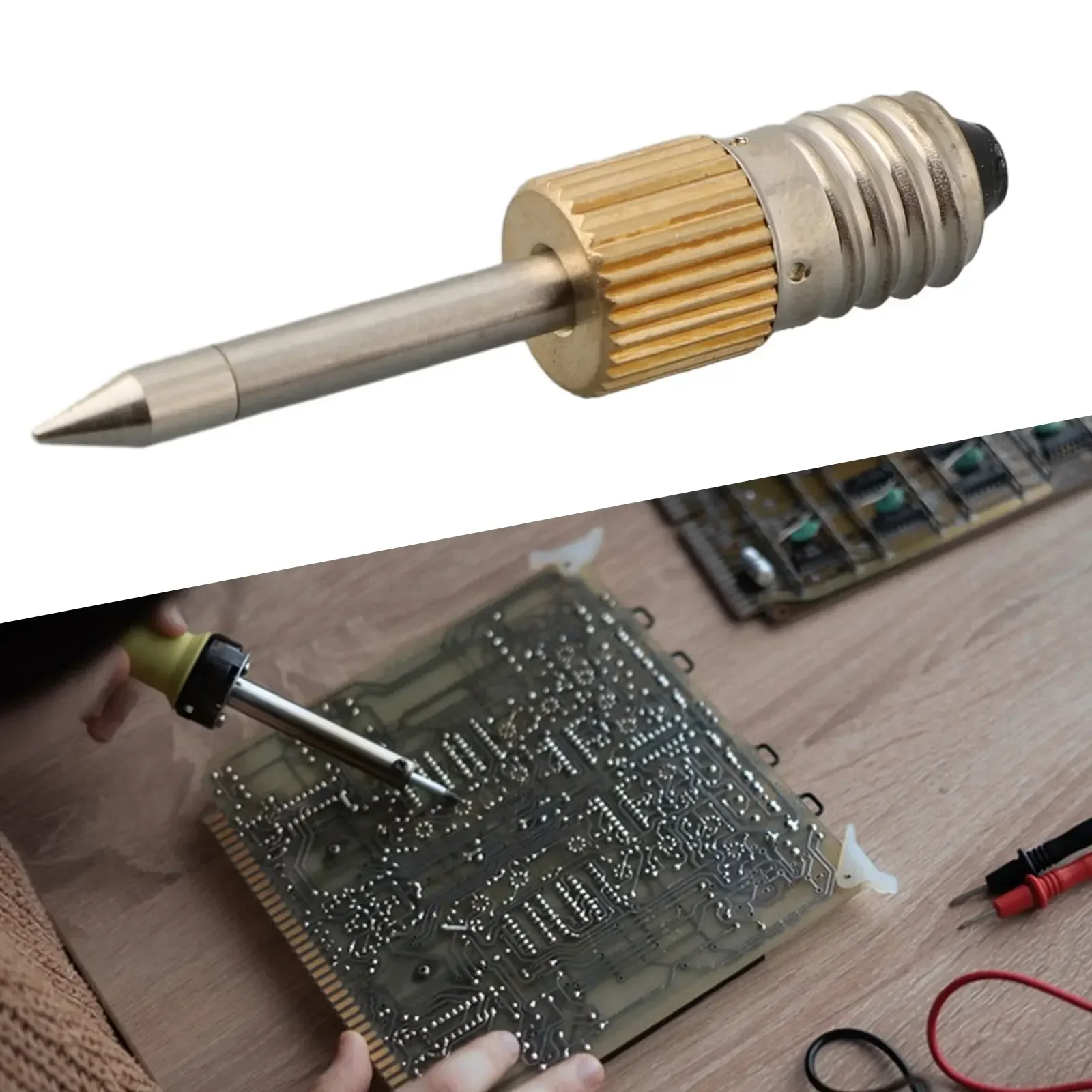 

Soldering Iron Tip Copper+Steel E10 Silver+Gold Welding 1.97inch Workshop Electric Home Interface Interface Battery