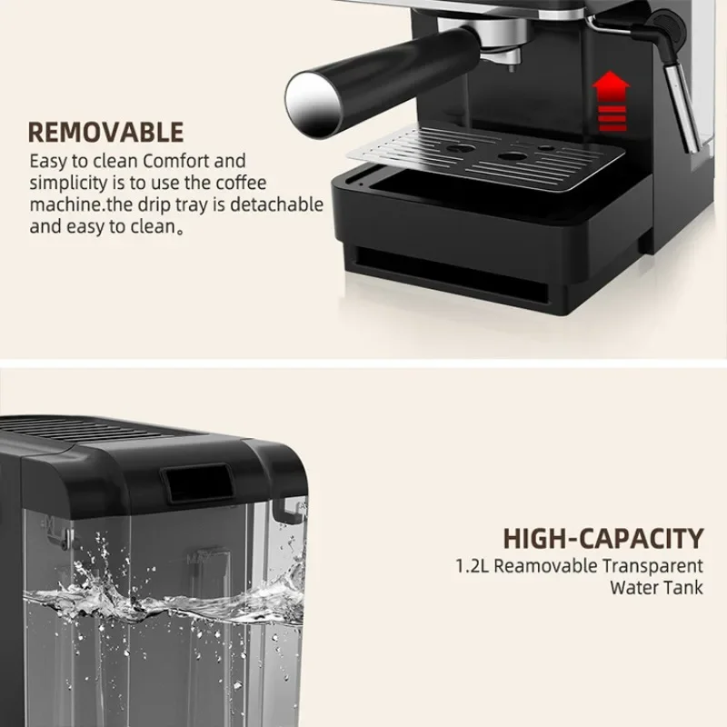 Macchina da caffè a pressione semiautomatica italiana piccola macchina per caffè Espresso per uso domestico macchina per schiuma di latte a vapore Cafetera portatile