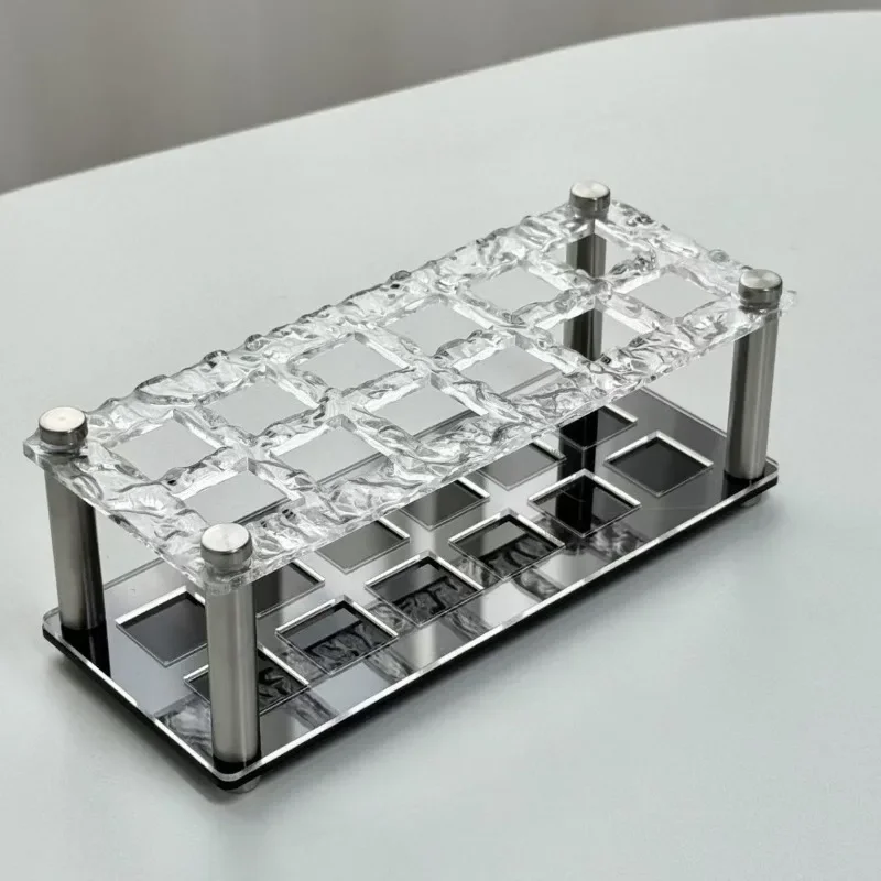 Europe Style Lipstick Organizer with Multiple Slots, Transparent Makeup Storage Box for Lip Gloss Display, Ins Desk Vanity Tray