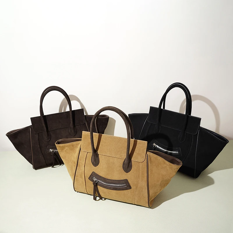 المرأة العصرية حقيبة يد شعبية 2025 خريف شتاء جديد وجه مبتسم حقيبة سعة كبيرة جلد الغزال Crossbody الكتف حقيبة محمولة #2