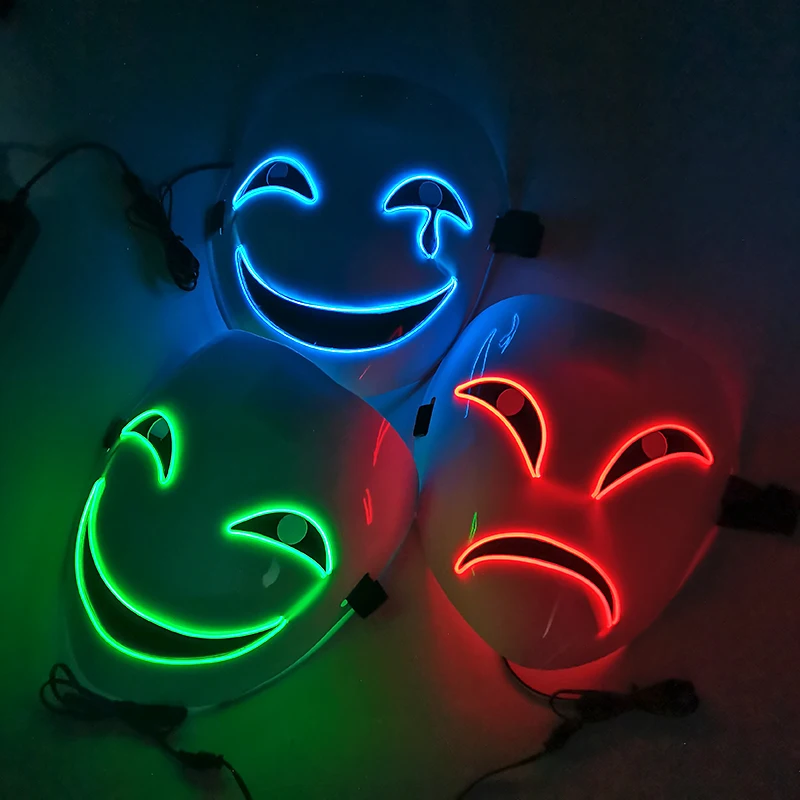 Anime  LED Glowing  Face Expression Mask Masque Masquerade Light Glow Mask In The Dark Funny Rave Masks Cosplay Costume Supplies