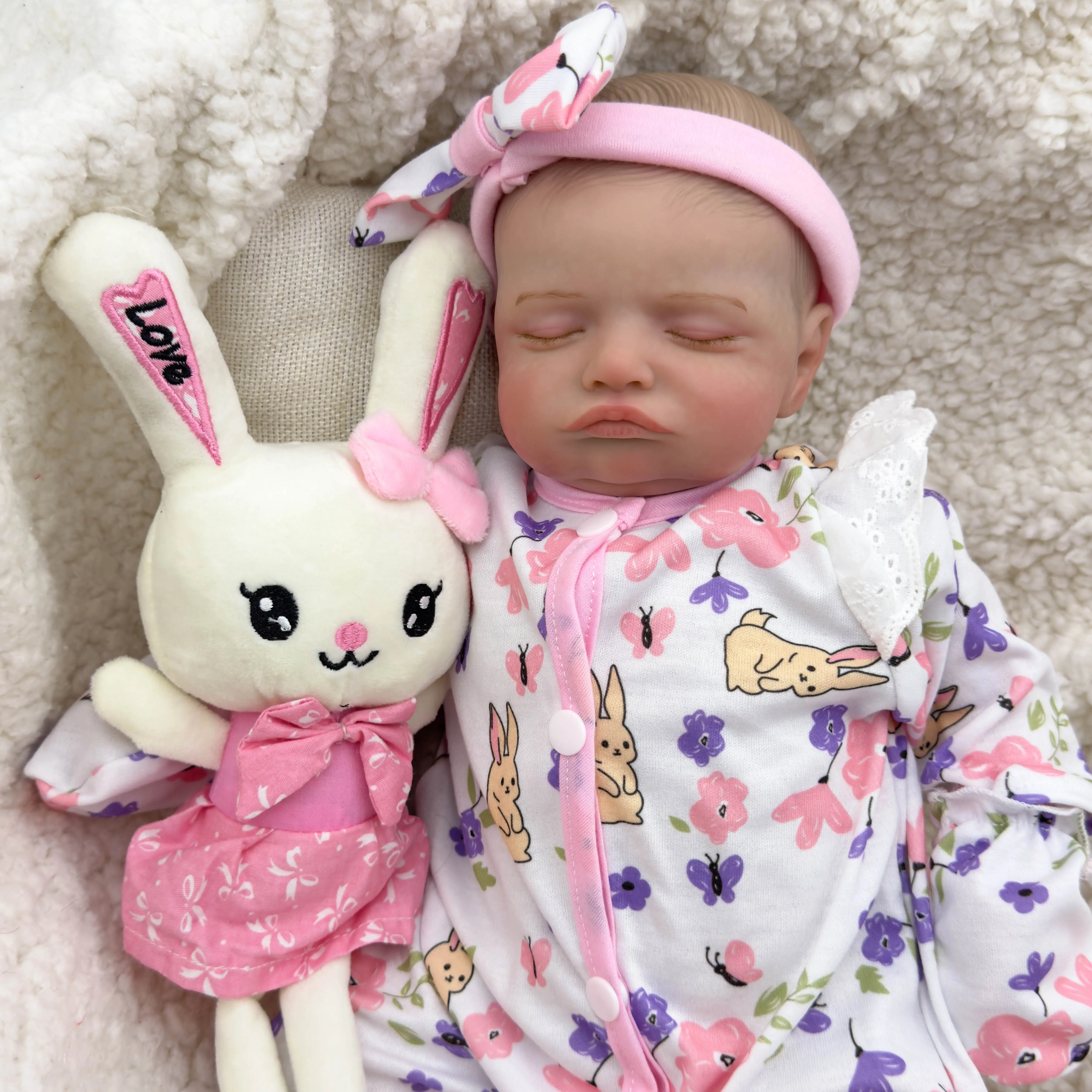 NPK 48CM 로잘리 신생아 베이비돌, 제네시스 고품질 3D 피부톤으로 핸드페인팅된 리본 베이비돌, 이미 페인팅된 수집용품