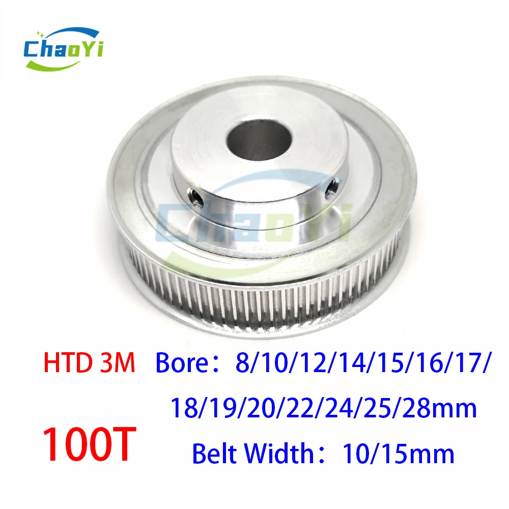 HTD 3M 100 Teeth Synchronous Wheel Bore 8/10/12/14/15/16/17/19/20/22/25mm For Belt Width 10/15mm 3M 100Teeth Timing Pulley Gears