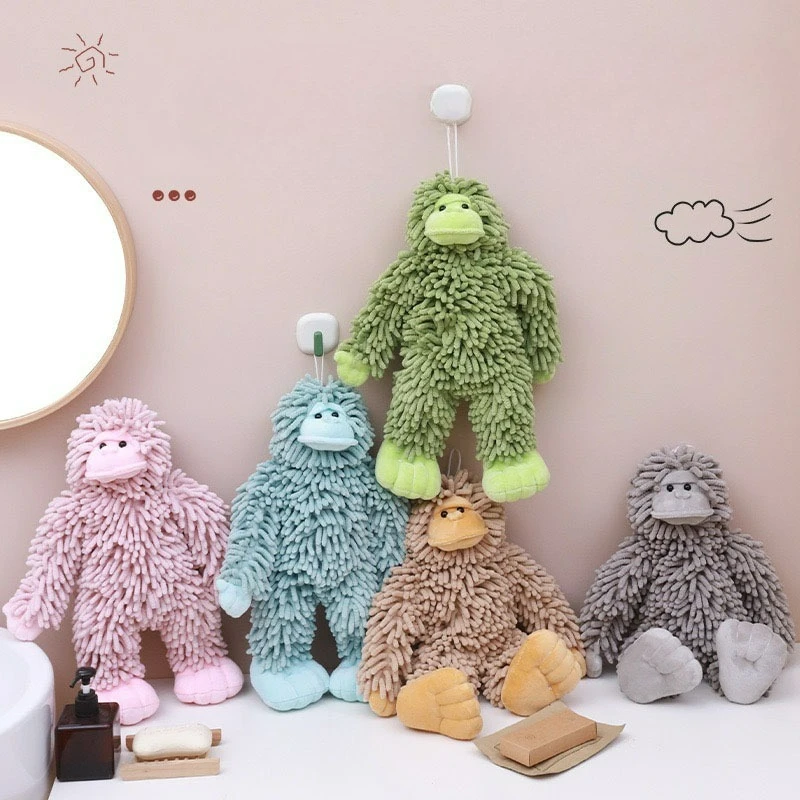 Highly Absorbent Chenille Hand Towel Animal Cleaning Washcloths with Loop for Kitchen Bathroom Preschool Travel Baby Shower Gift