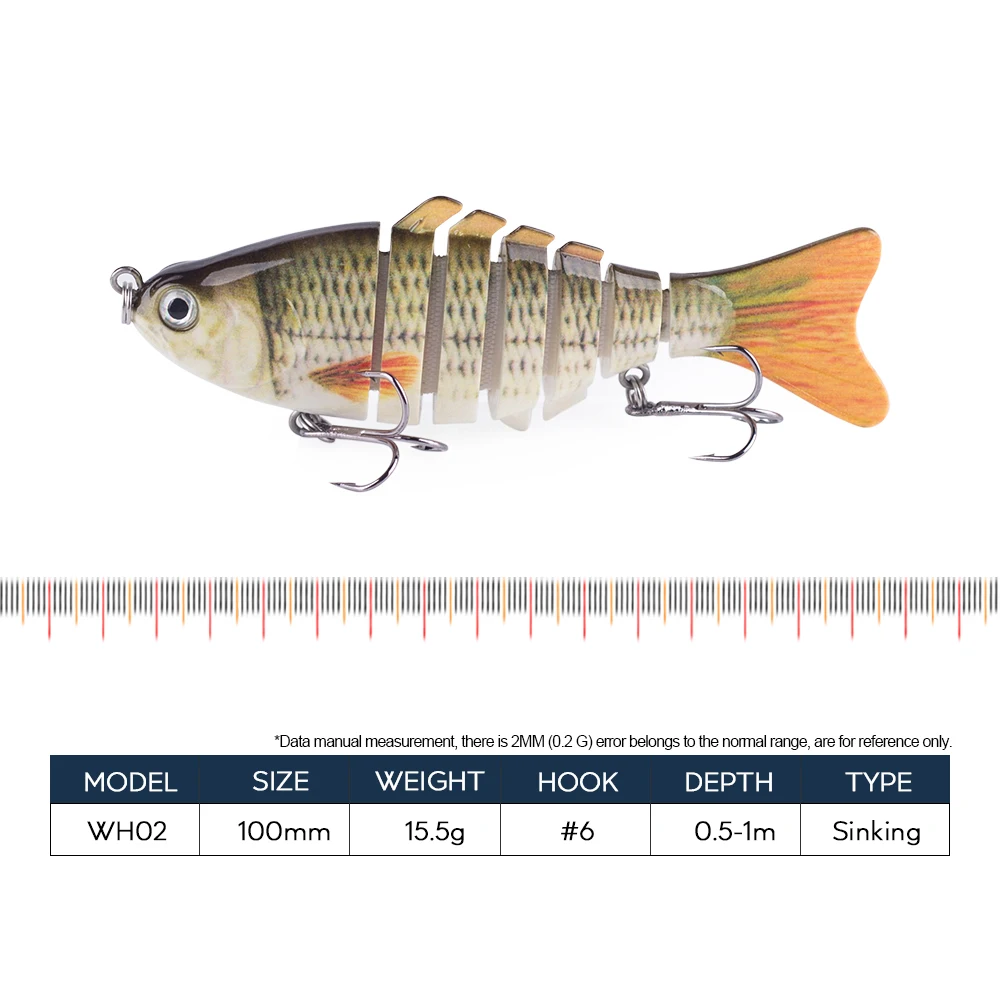 Hanlin 10cm 15g 7 segement Swimbait Pike Wobblers Crankbait Fishing Lures Multi Jointed Hard Baits  Sinking Artificia Tackle