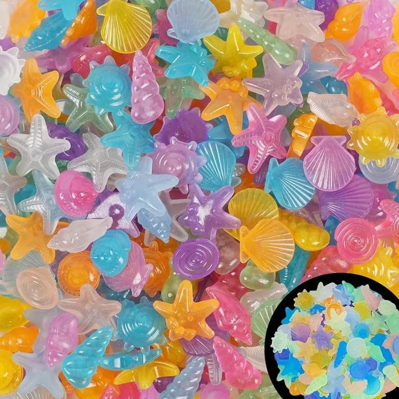 Sea Shell Glow in The Dark Rocks Resin Aquarium Stones for Fish Tank Pebbles Fairy Garden Yard Bonsai DIY Crafts Decoration