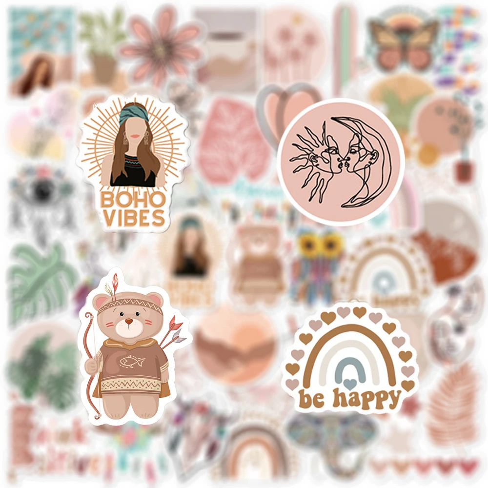 

10/30/50pcs Cute Bohemian Graffiti Stickers Cartoon Art Girls Sticker Guitar Phone Luggage Diary Waterproof Decoration Decals